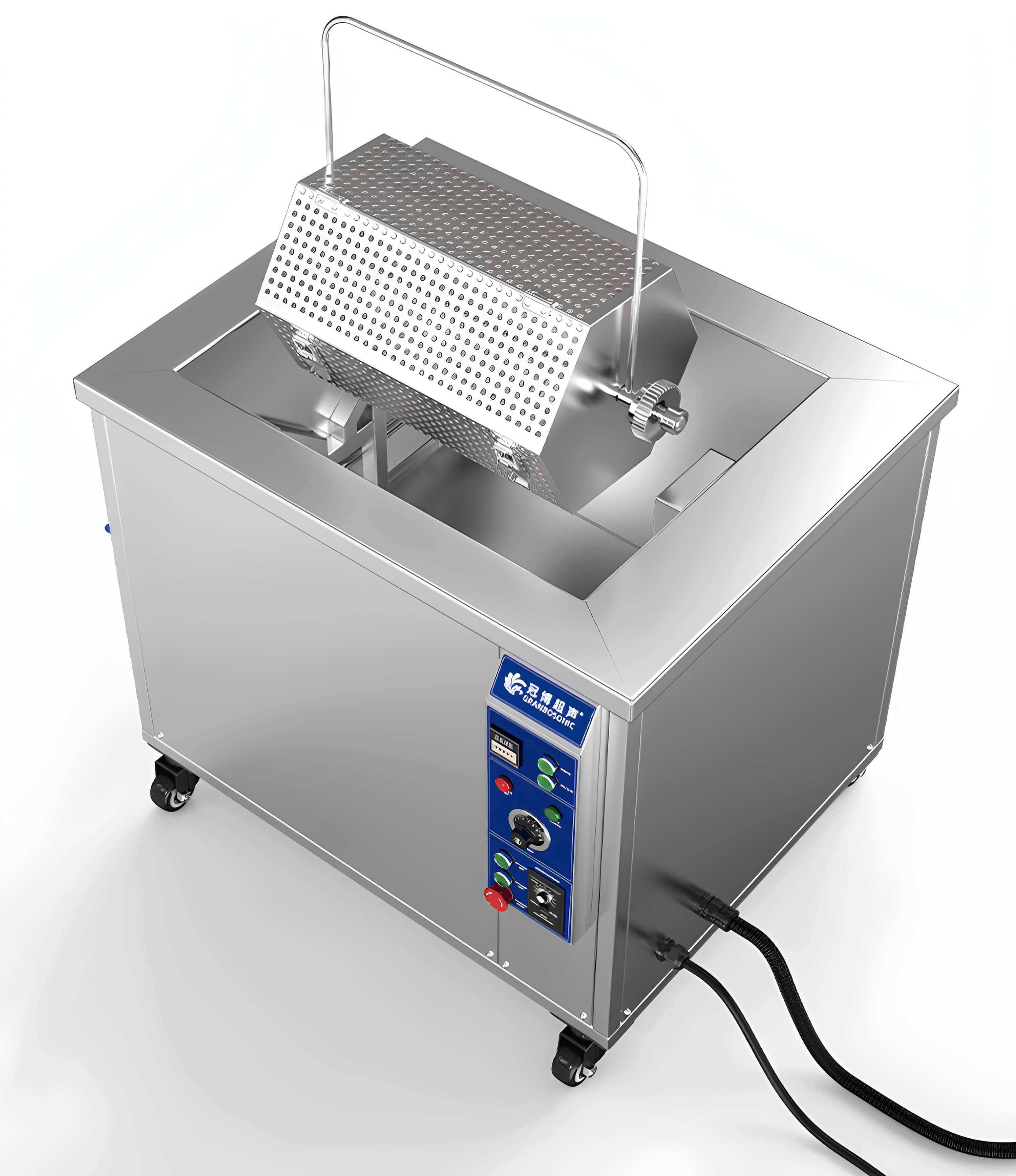 108L 1500W滾筒式工業超聲波清洗機｜除油除銹設備，可清洗桿角件角碼彎管墊片