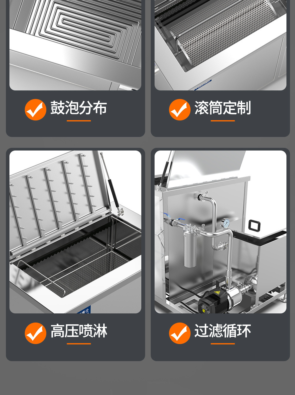 冠博仕GE1240H雙槽超聲波清洗機帶鼓風烘干 | 45L/600W | 工業用大功率五金模具汽修大型超音波除油清潔機